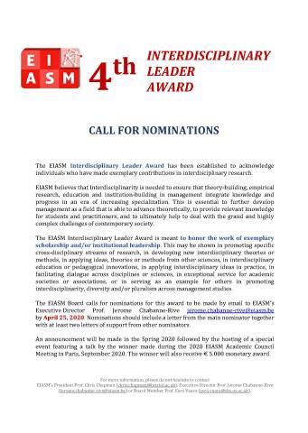 4th Interdisciplinary Leader Award